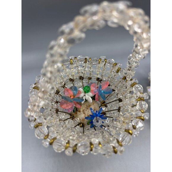 Vtg Beaded Safety Pin Art Decorative Baskets Lamp Shade Set Of 3 - Picture 3 of 8